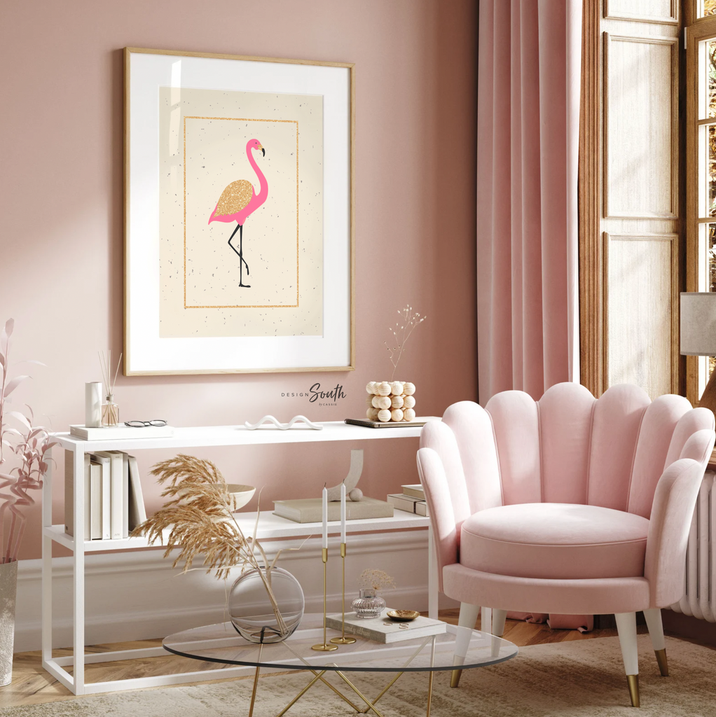 Textured girl tropical accent nursery decor, tropical animal theme, ivory and pink flamingo tropical nursery, girl nursery design, flamingo decor, pineapple art gold