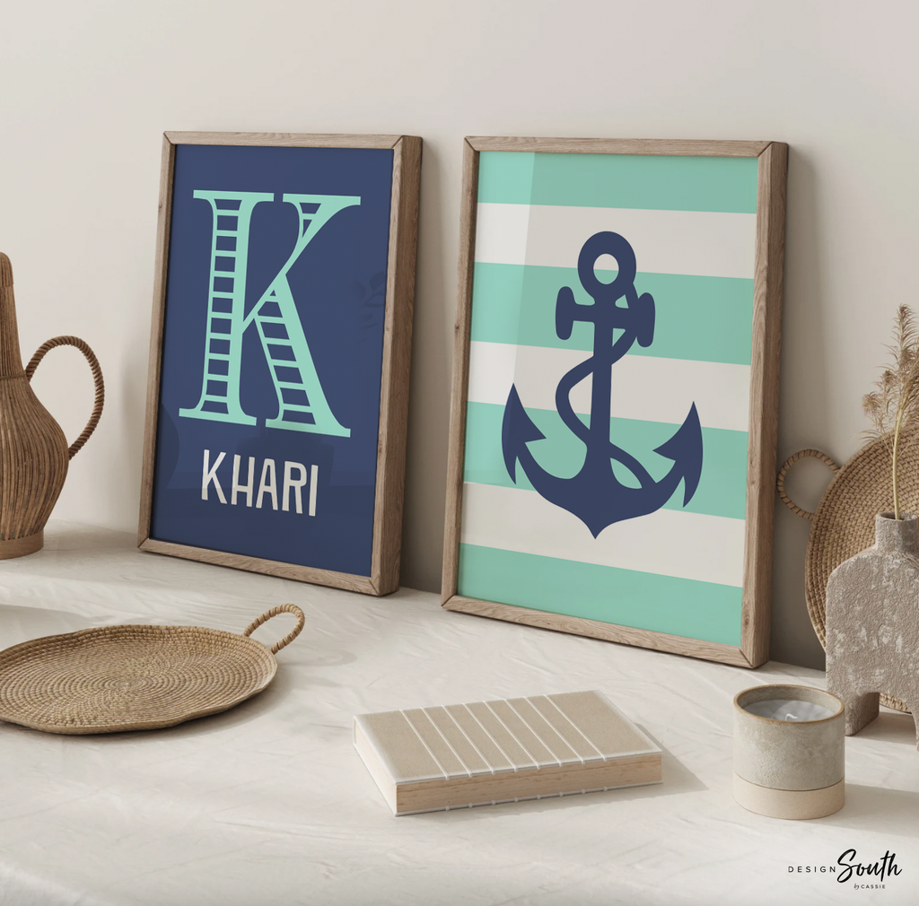 Boys nautical nursery decor, nautical nursery gray navy and aqua, boys nautical wall art, aqua and navy nautical nursery, baby boy nautical