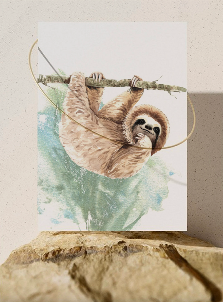 Boy bedroom or nursery gift sloth wall art, sloth themed room personalized name, boys nature animal bedroom art prints, sloth boy decor, wall art child decor