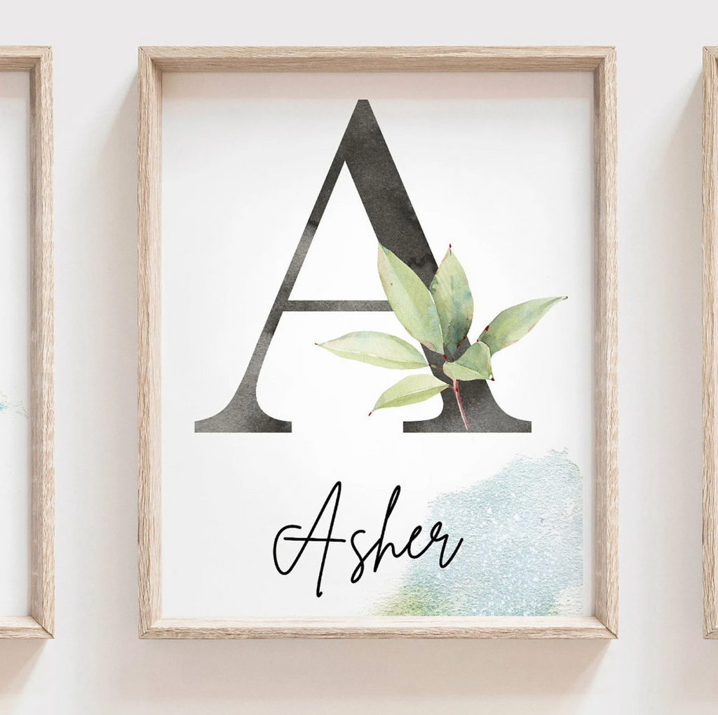 Boy bedroom or nursery gift sloth wall art, sloth themed room personalized name, boys nature animal bedroom art prints, sloth boy decor, wall art child decor