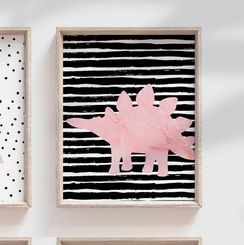 Black speckle and pink marble girl room art prints, girl pink dinosaurs, girl dinosaur bedroom ideas, girls dinosaur theme bedroom, dinosaur toddler pink dinosaurs girl, little girls dino room