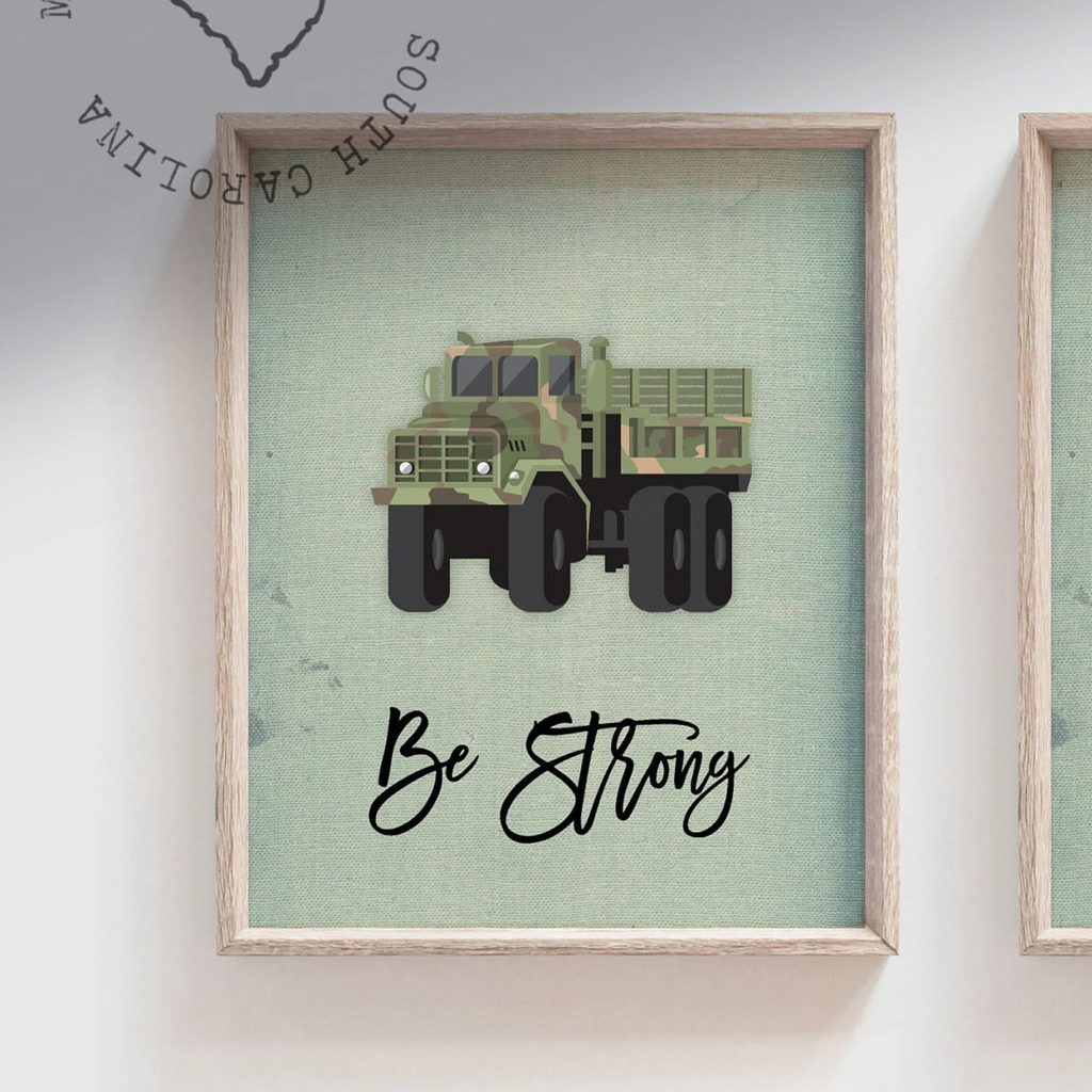 Kids olive drab army green armored vehicles transportation boys wall art, soldier military tank truck helicopter, boy bedroom wall art print decor army marine troop, playroom army