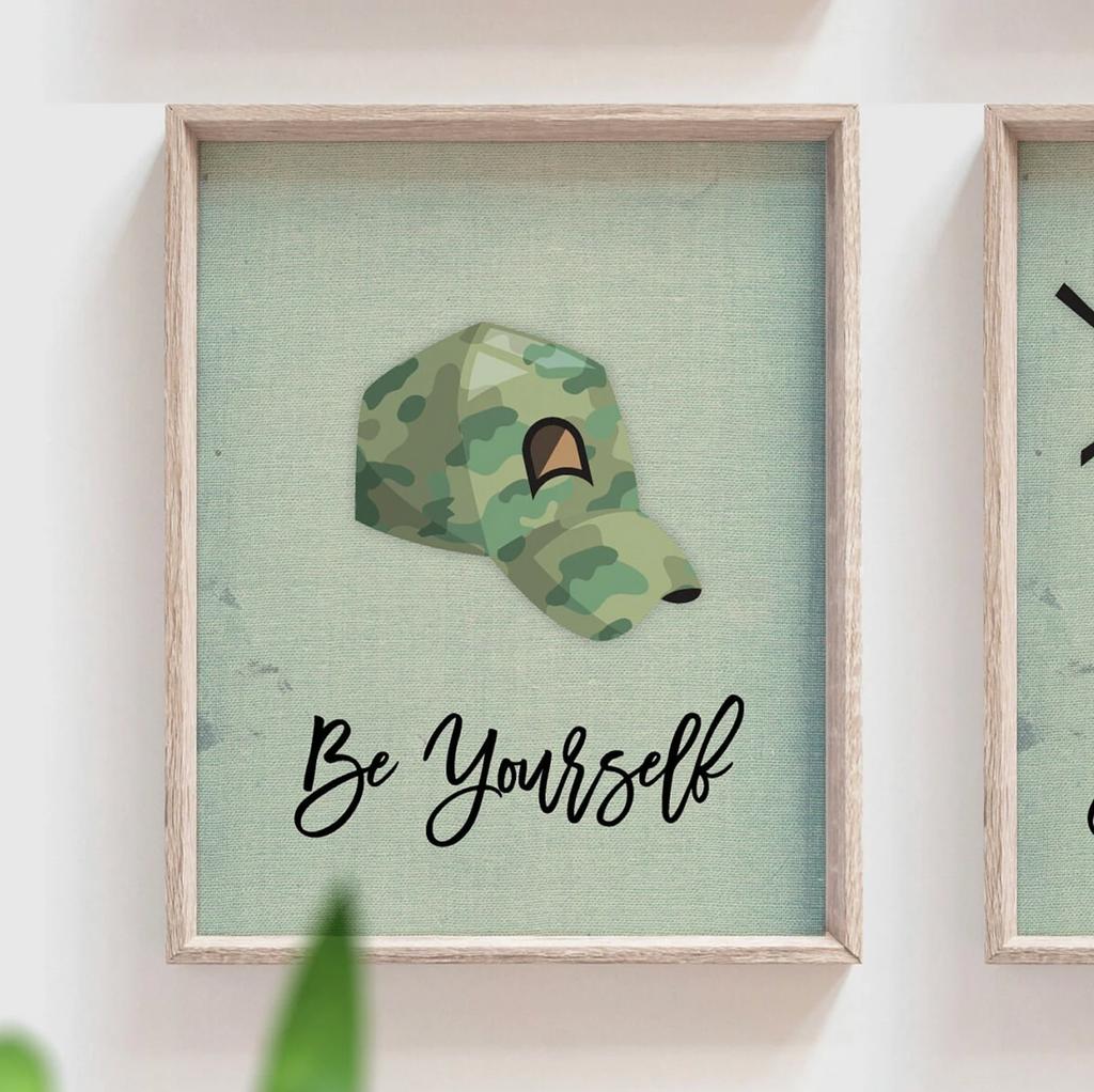 Kids olive drab army green armored vehicles transportation boys wall art, soldier military tank truck helicopter, boy bedroom wall art print decor army marine troop, playroom army