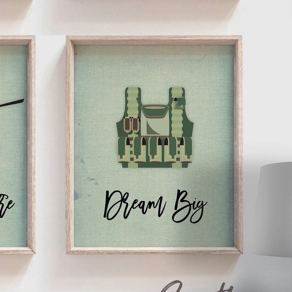 Kids olive drab army green armored vehicles transportation boys wall art, soldier military tank truck helicopter, boy bedroom wall art print decor army marine troop, playroom army