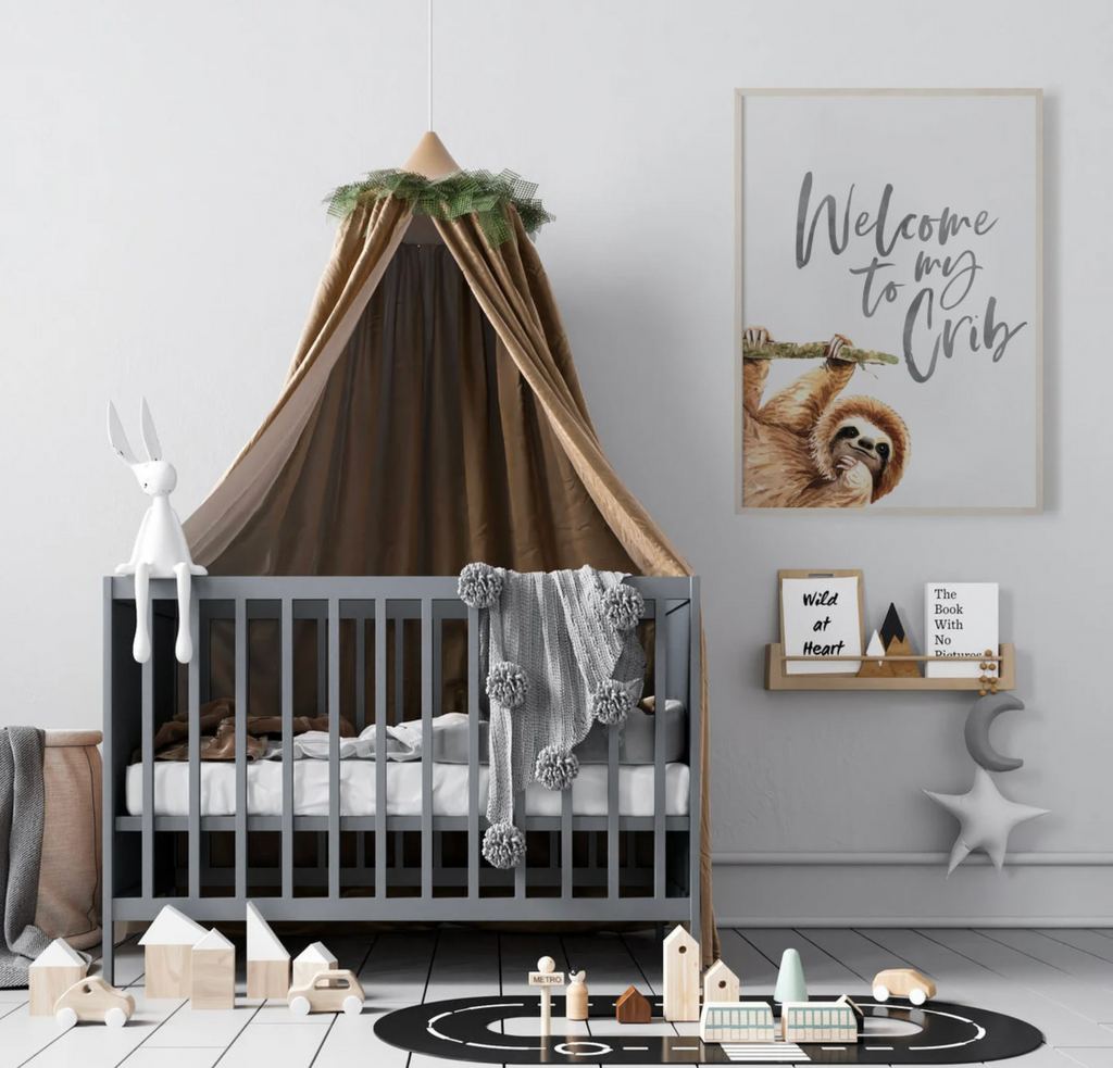 Sloth wall art for kids, sloth themed room personalized name, child nature animal bedroom art prints, sloth kids decor, wall art sloth decor