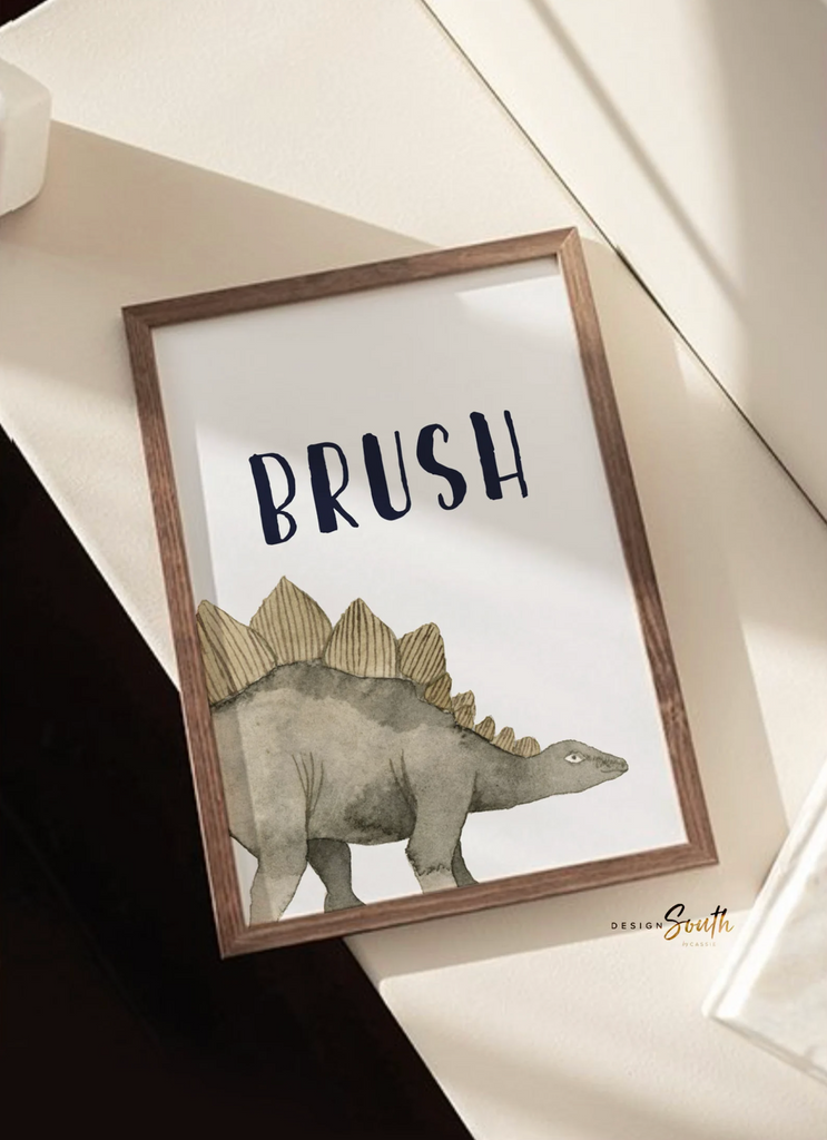 Boy neutral gray tan bathroom dinosaur themed, dinosaur kids bathroom, wash brush flush, boys bathroom prints, boys dinosaur bathroom decor