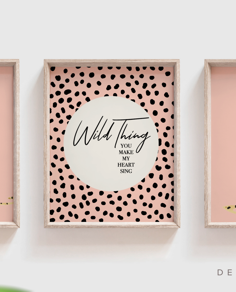 Pink wild thing you make my heart sing, art print poster wild thing, baby cheetah print pink, dot speckle pattern nursery, modern nursery ideas girl, safari baby animal nursery pink girl, printed cheetah art