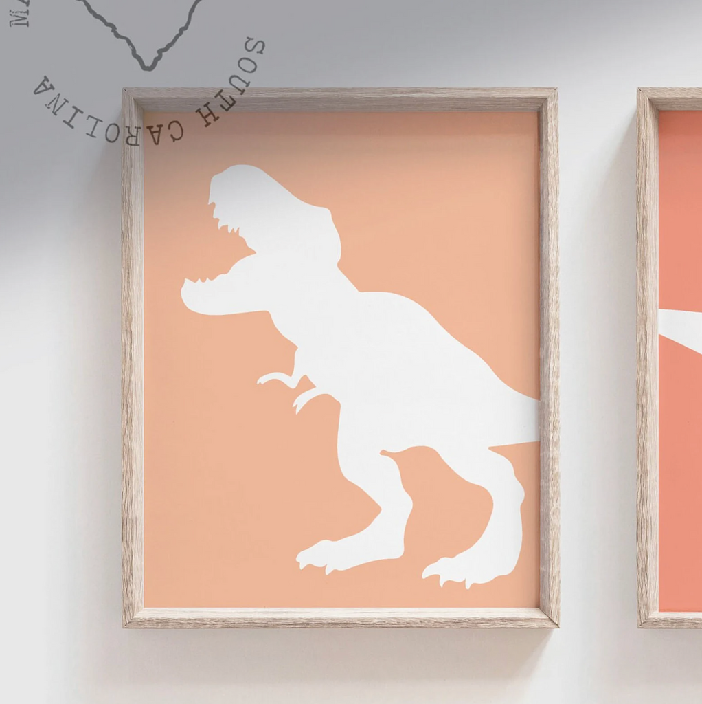 Boho dinosaur art, gender neutral dinosaur, contemporary boho dinosaur wall art, dinosaur posters, dinosaur themed bedroom muted boho colors