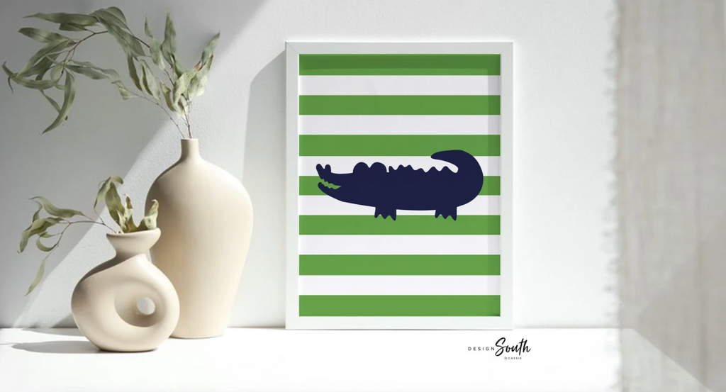 Little boy bathroom decor, gator bathroom, navy blue and green alligator bathroom, boys bathroom decor, wash brush floss flush, alligators