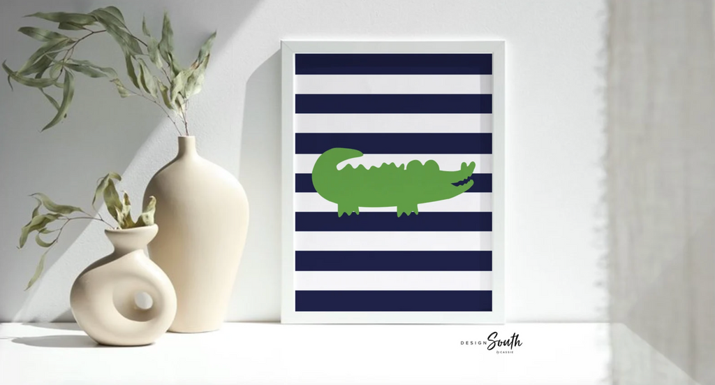 Little boy bathroom decor, gator bathroom, navy blue and green alligator bathroom, boys bathroom decor, wash brush floss flush, alligators