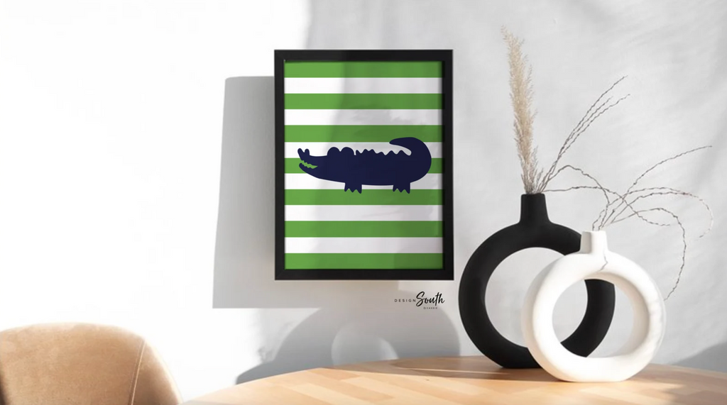 Little boy bathroom decor, gator bathroom, navy blue and green alligator bathroom, boys bathroom decor, wash brush floss flush, alligators