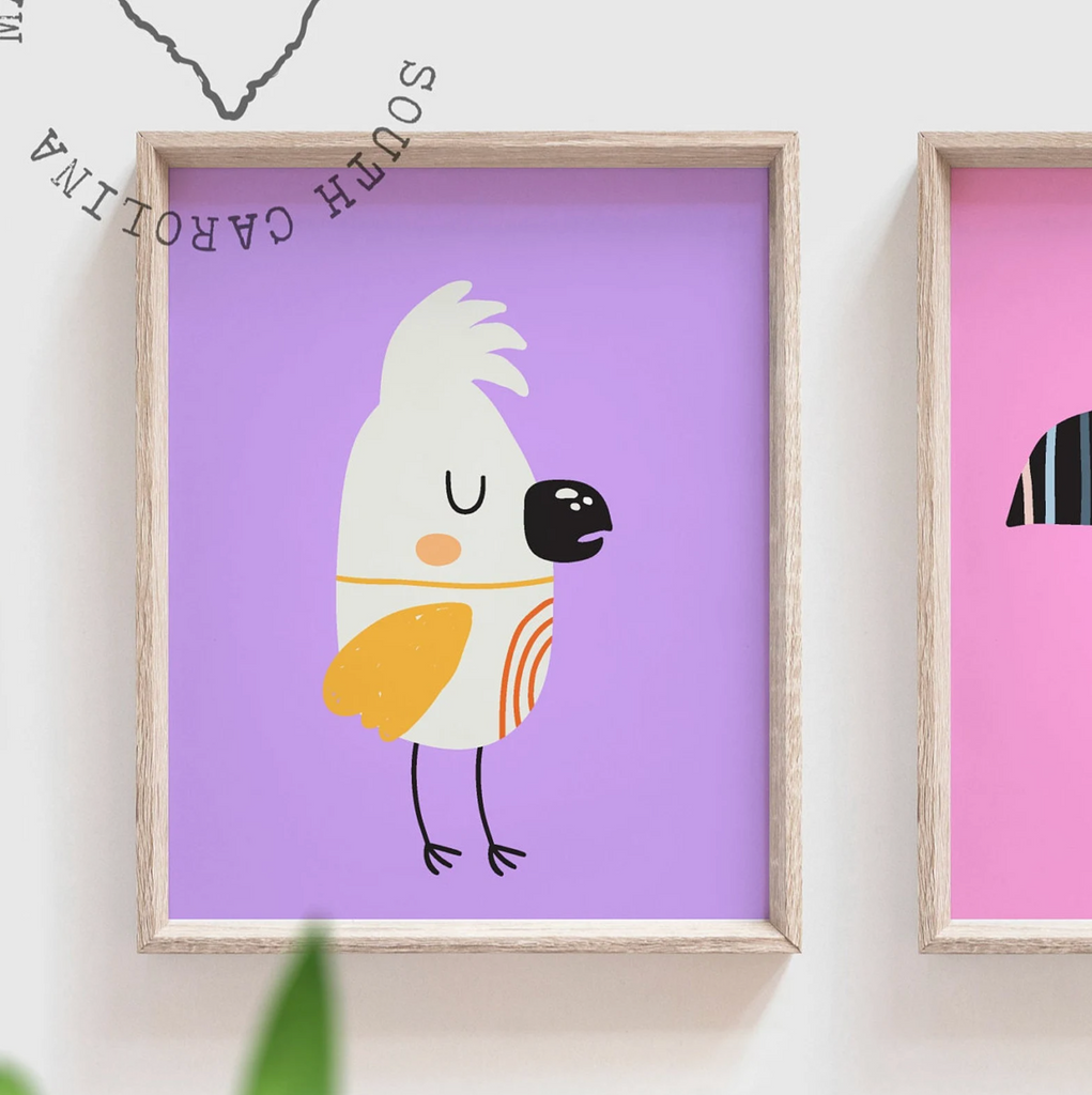 Pastel kid art, baby tropical themed room, tropical bird art, modern trendy pastel art set of 3, toucan bird print, nursery pink blue purple