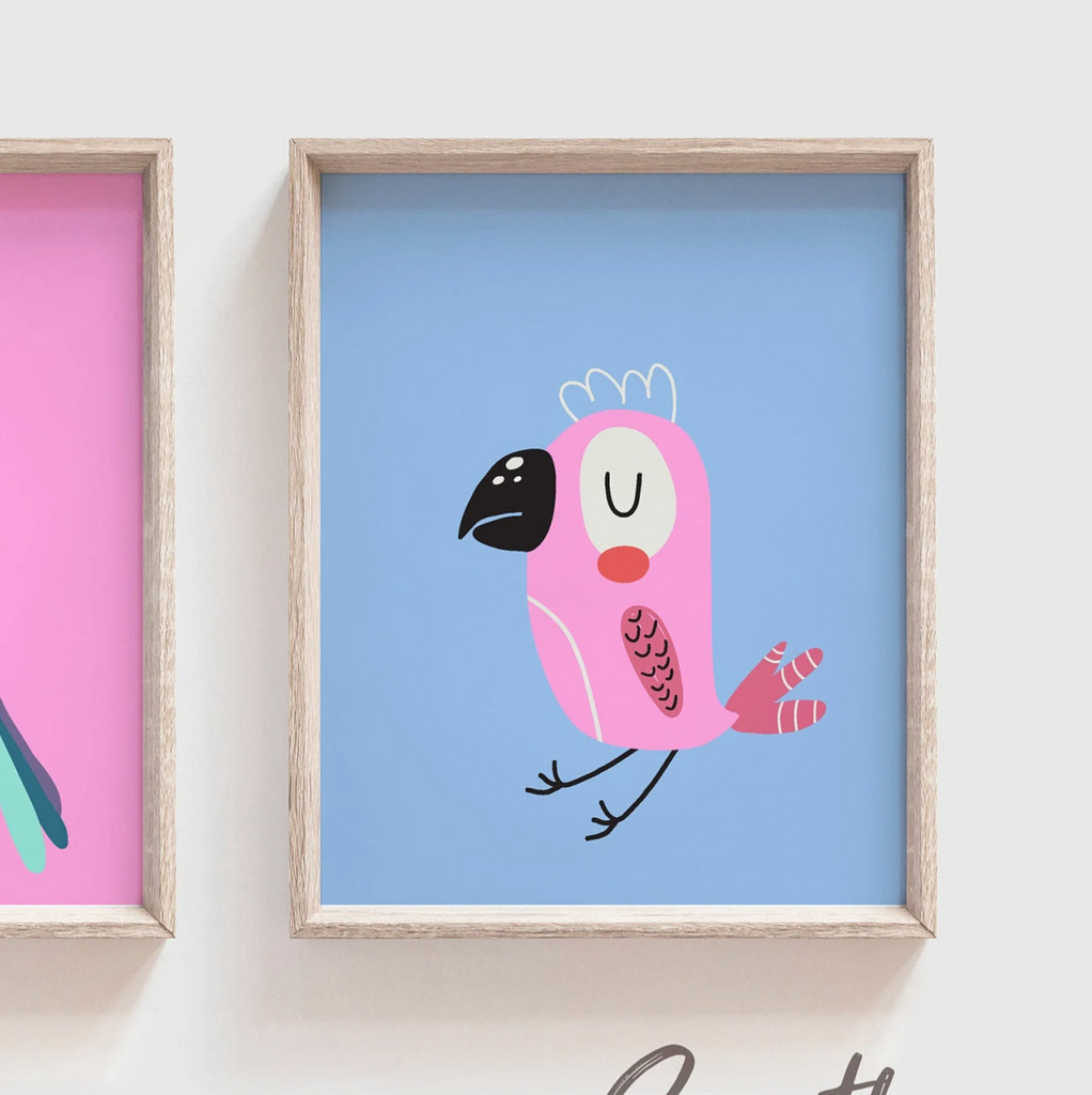 Pastel kid art, baby tropical themed room, tropical bird art, modern trendy pastel art set of 3, toucan bird print, nursery pink blue purple