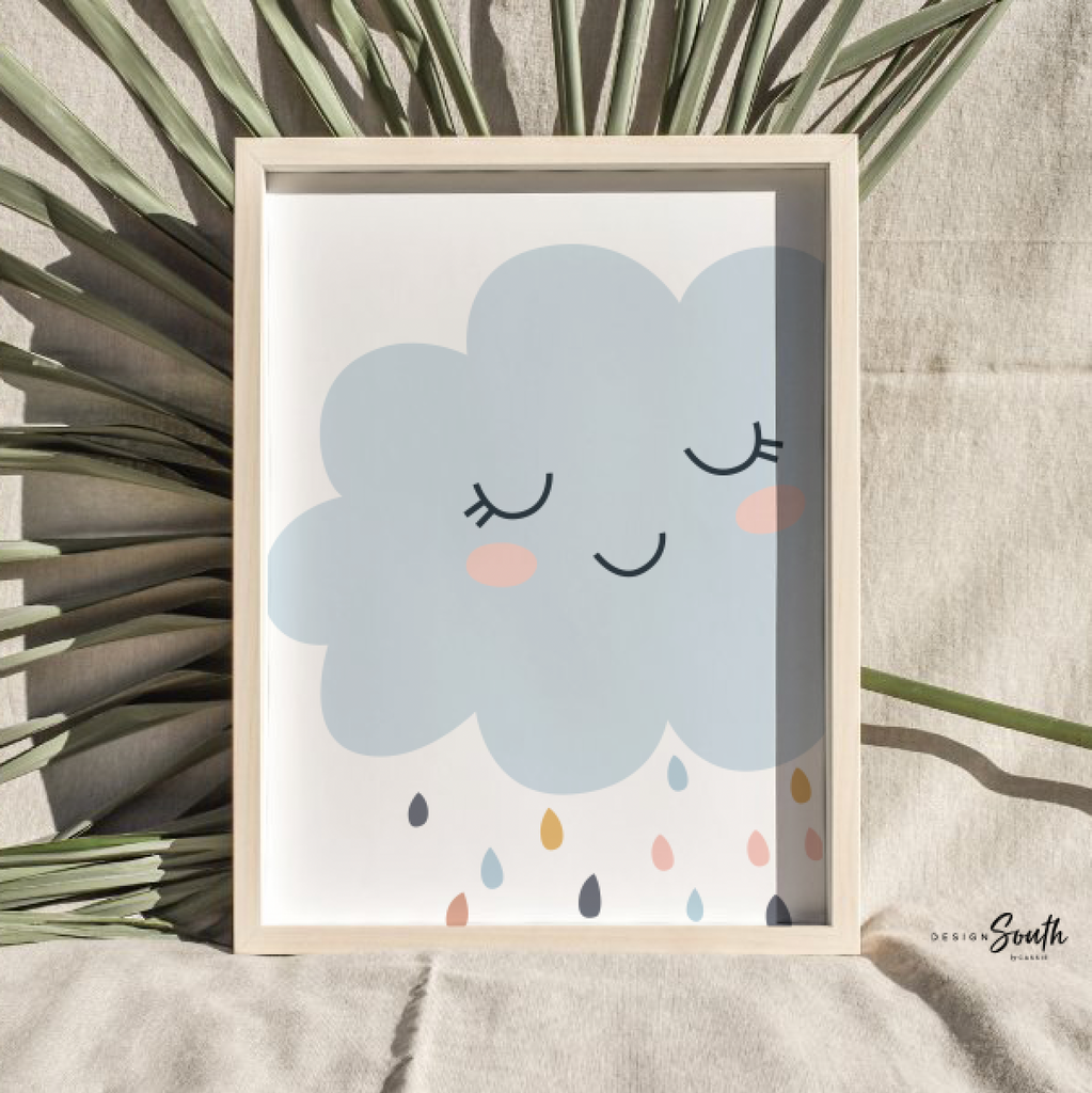 Gender neutral nursery decor, sun print for boys or girls, yellow star sun cloud prints, unisex shared playroom kid wall art, nursery ideas