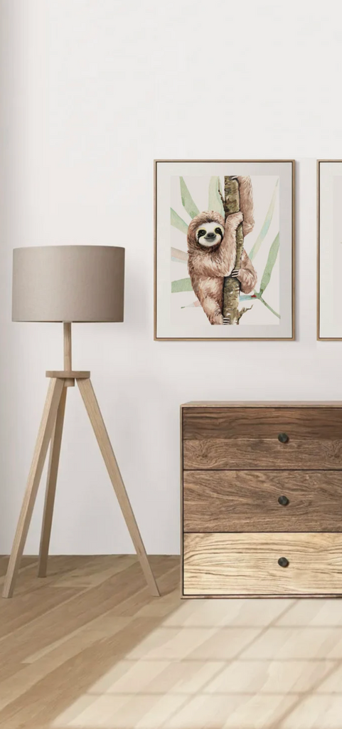 Sloth decor, tropical sloth baby shower, sloth wall art prints for baby, sloth birthday party gift, sloth decorations baby crib, sloth print