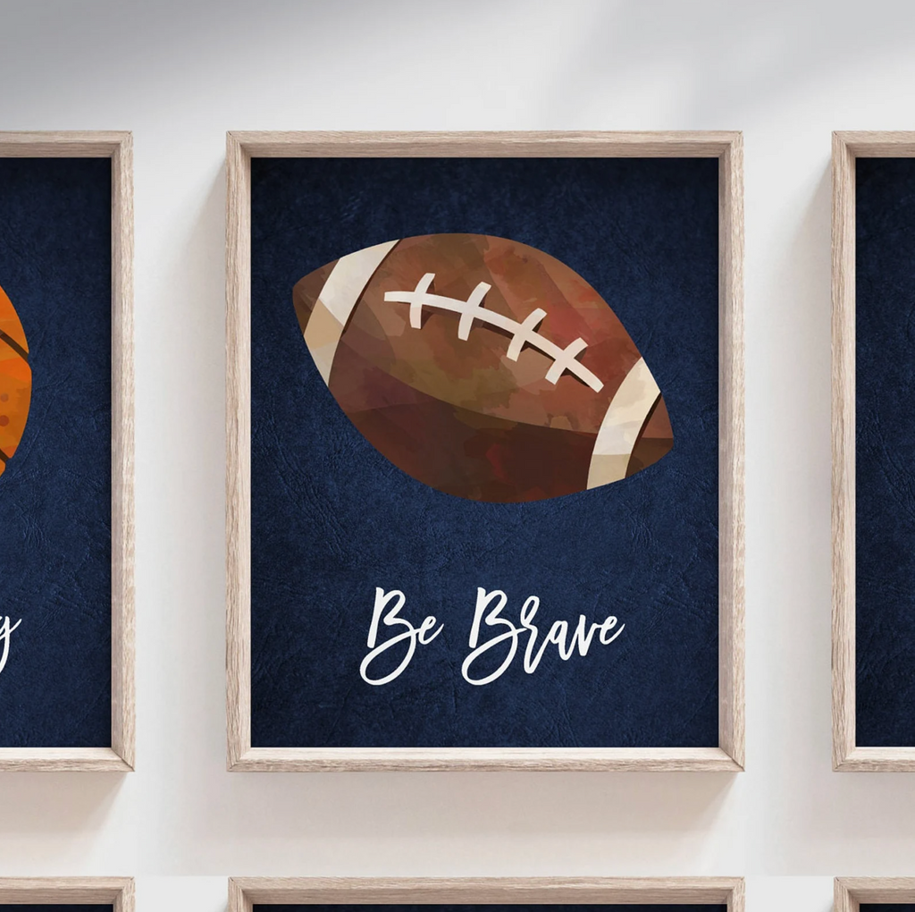 Navy blue sports kids room, boys sports nursery wall art poster prints, gift boy birthday party sports theme, navy blue boy prints bedroom