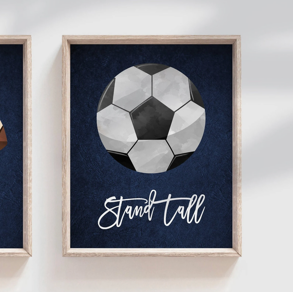Navy blue sports kids room, boys sports nursery wall art poster prints, gift boy birthday party sports theme, navy blue boy prints bedroom