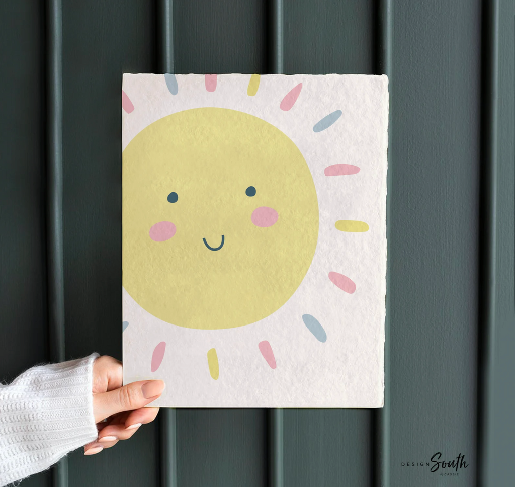 Trendy pastel nursery, shooting star wall art, nursery kids bedroom decor star cloud sun, neutral pastel newborn, sunshine nursery print set
