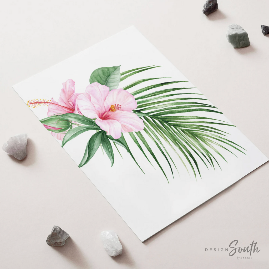 Welcome to my crib sign tropical hibiscus flower, modern art print set floral nursery, newborn girl tropical decor above crib art idea palms
