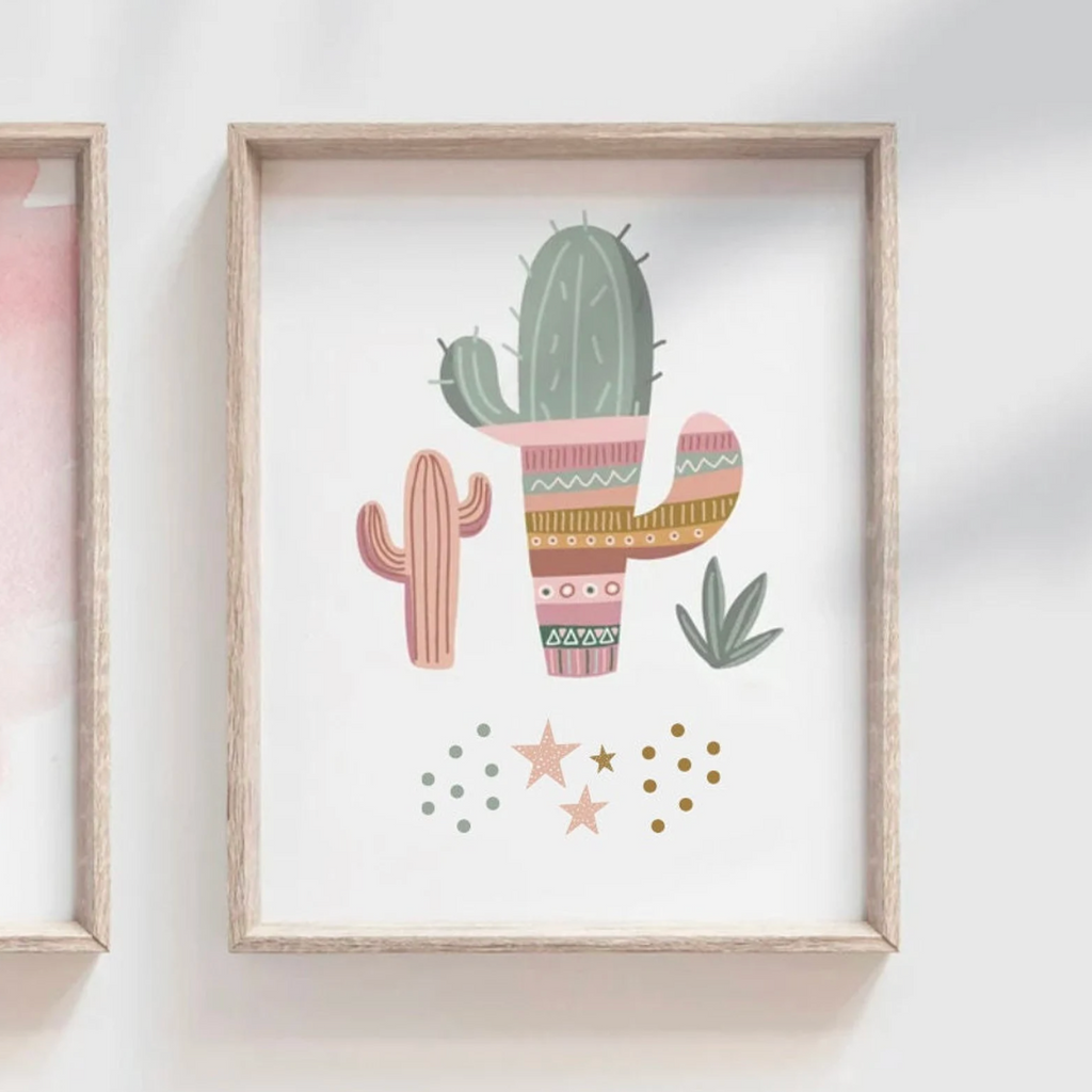 Boho nursery decor, boho nursery wall art idea, print set llama mauve pink succulents, llama themed baby room, wall decor girl bedroom llama