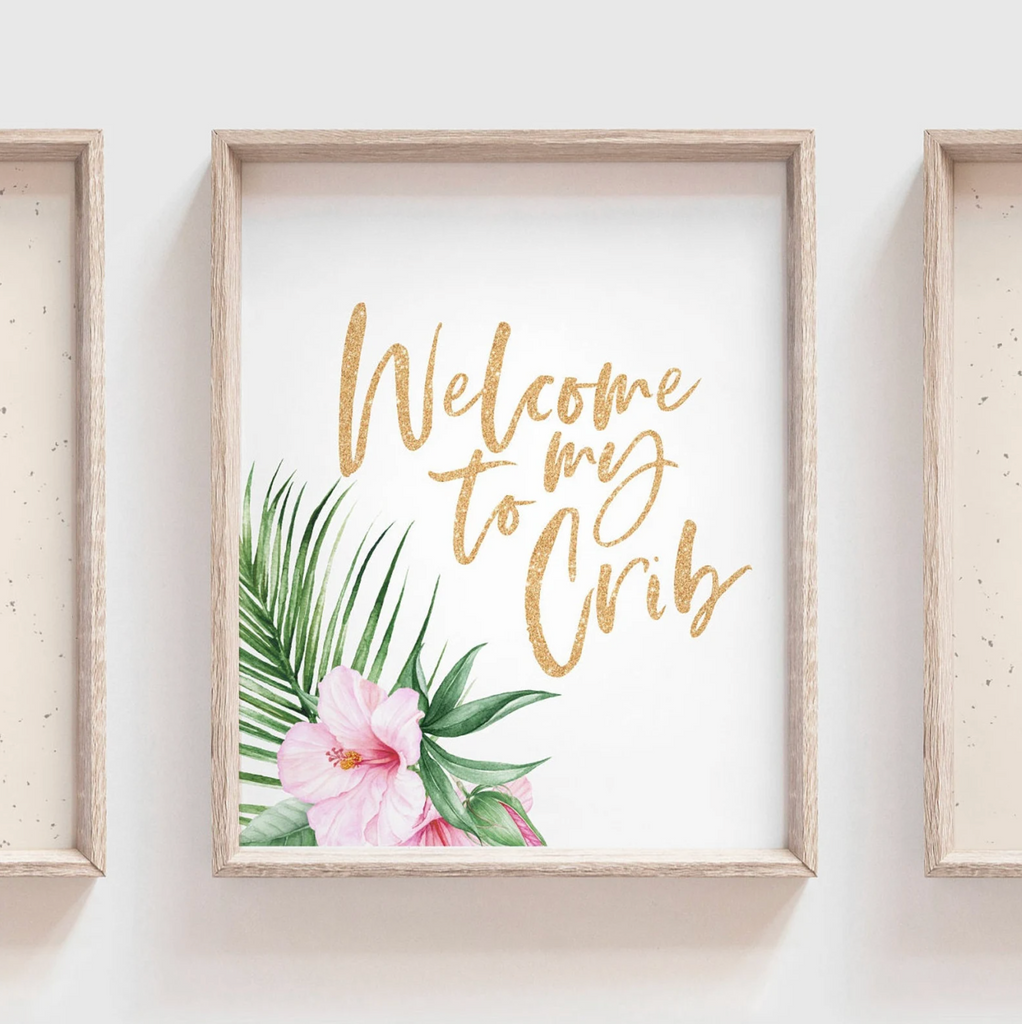 Textured girl tropical accent nursery decor, tropical animal theme, ivory and pink flamingo tropical nursery, girl nursery design, flamingo decor, pineapple art gold