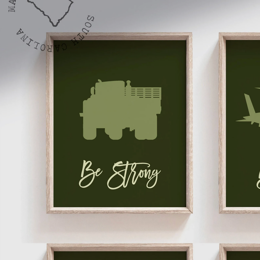 Dark green army wall art, prints for kids, positive affirmation print, military style prints, military style theme room, boys prints, boys army decor