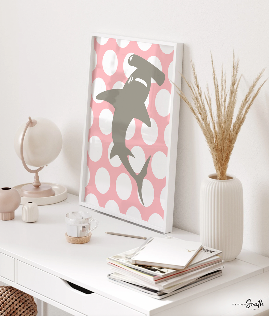 Girls shark nursery pink and gray, baby girl nursery sharks, pink sharks, pink and gray sharks, girls bedroom sharks, shark decor for girls