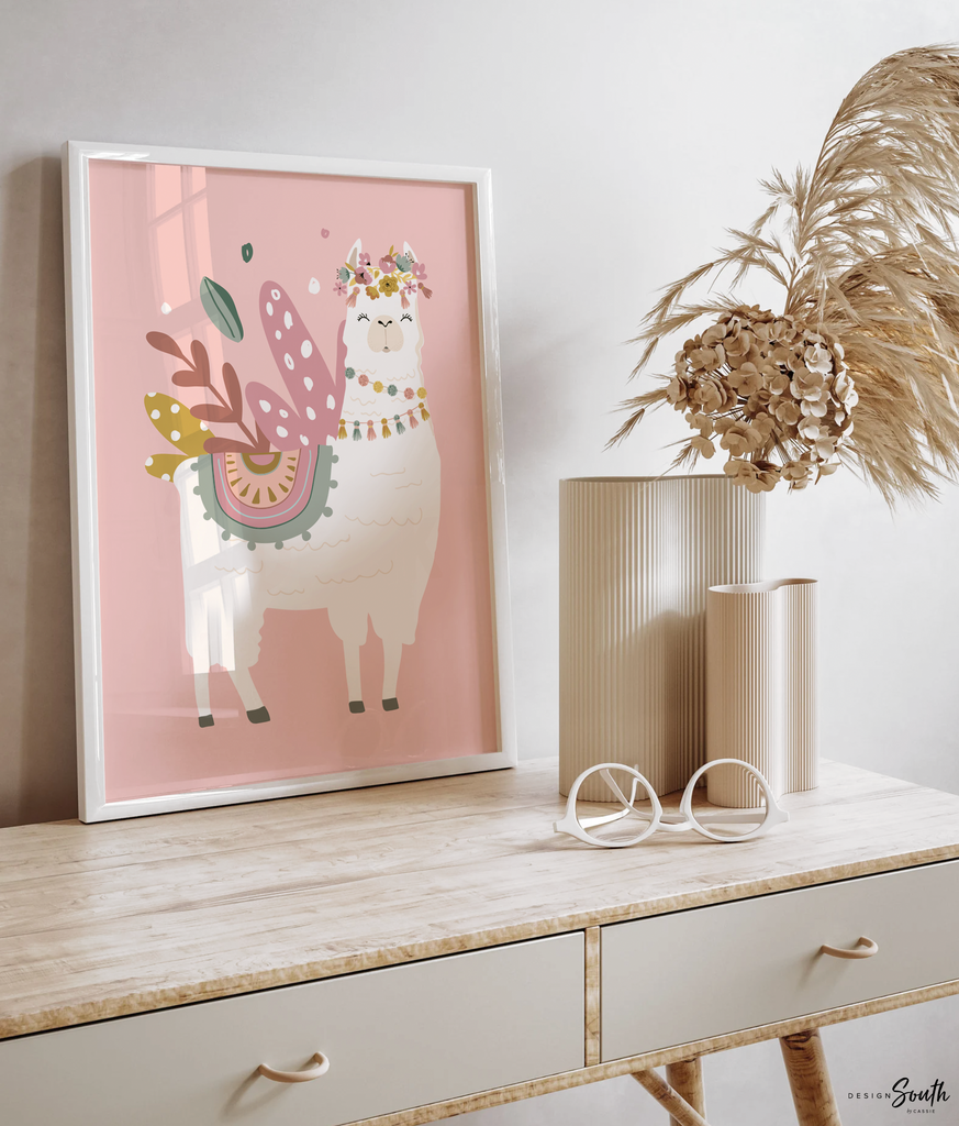 Abcs stars rainbows pink boho baby room decor, baby girl nursery ideas mauve pink, bohemian style nursery art print set for girl, personalized gift girl boho llama