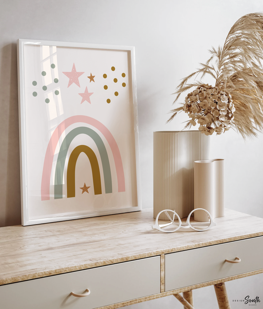 Abcs stars rainbows pink boho baby room decor, baby girl nursery ideas mauve pink, bohemian style nursery art print set for girl, personalized gift girl boho llama