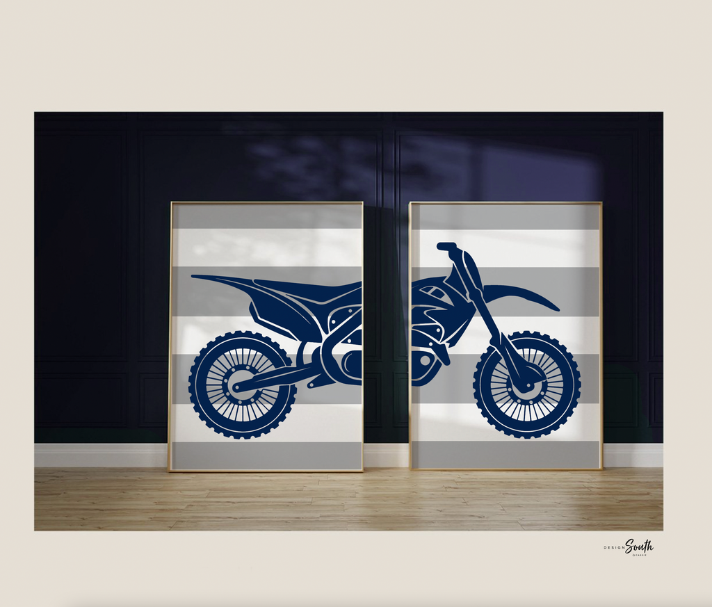 Dirt bike themed room decorating accessories, kids racing bedroom, personalized kids name decor art print, motocross bedroom theme for boy,