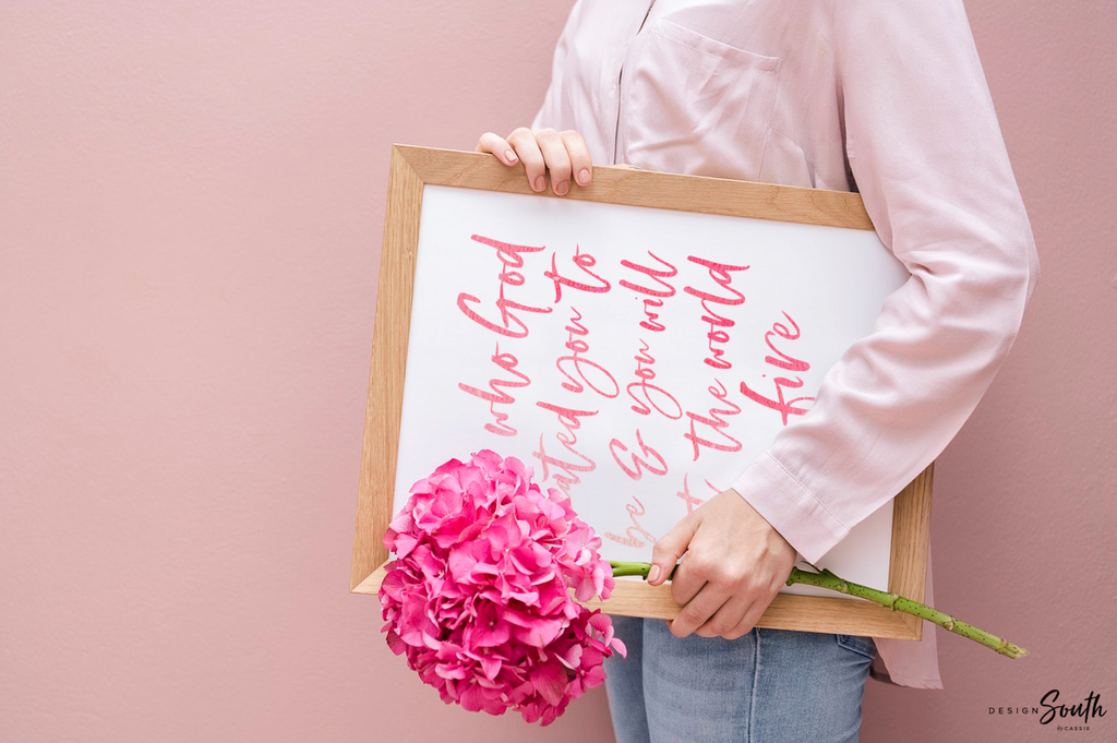 Hot pink be who god meant you to be and you will set the world on fire St. Catherine of Siena quote art print, flamingo tropical nursery wall art, flamingo pineapple palm leaf art, girl's palm name bedroom art