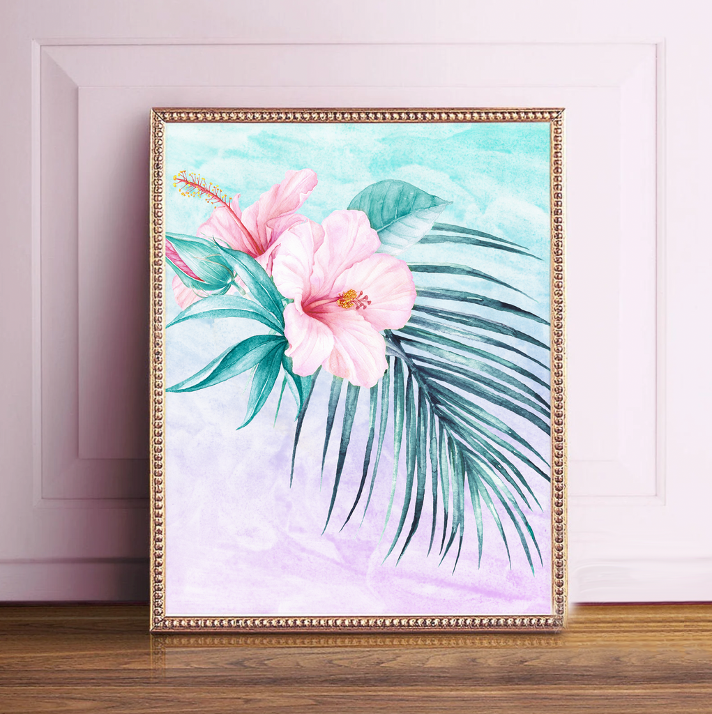 Teal pink and gold nursery, teal gold pink girl's room wall art, little girl tropical decor, beautiful girl you can do amazing things quote