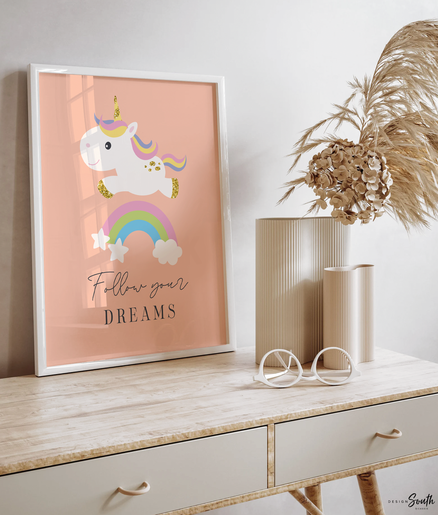 Pastel unicorn nursery art set of four 4, rainbows butterflies unicorns flowers decor, cute baby unicorn nursery wall art prints, pastel art
