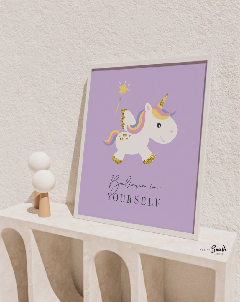 Pastel unicorn nursery art set of four 4, rainbows butterflies unicorns flowers decor, cute baby unicorn nursery wall art prints, pastel art