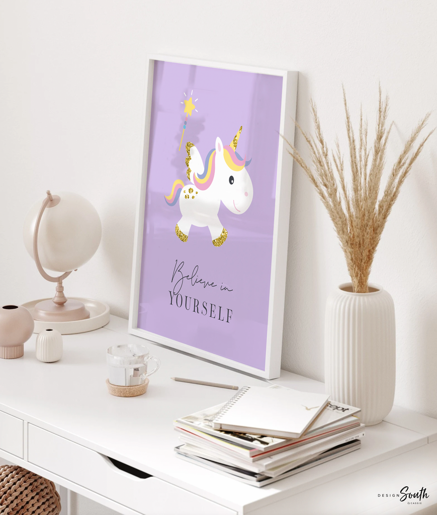 Pastel unicorn nursery art set of four 4, rainbows butterflies unicorns flowers decor, cute baby unicorn nursery wall art prints, pastel art
