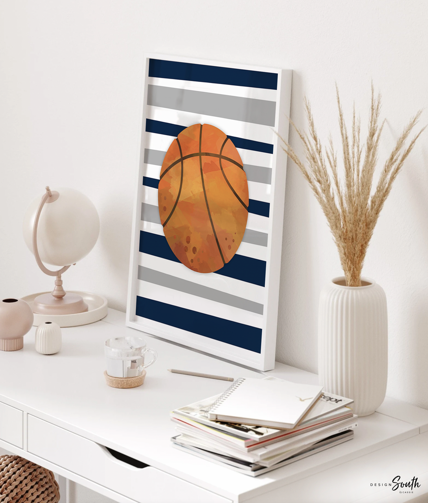 Blue sports art, sports wall prints customized kids name, nursery decor sports theme, set of three above crib sports, boy bedroom sports art