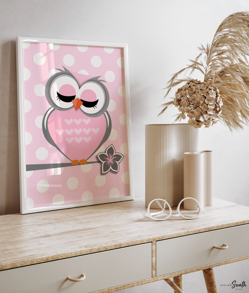 Owl nursery decor, baby girls owl nursery wall art, nursery wall art girl, pink decor for nursery, pink owls for nursery, nursery owl art
