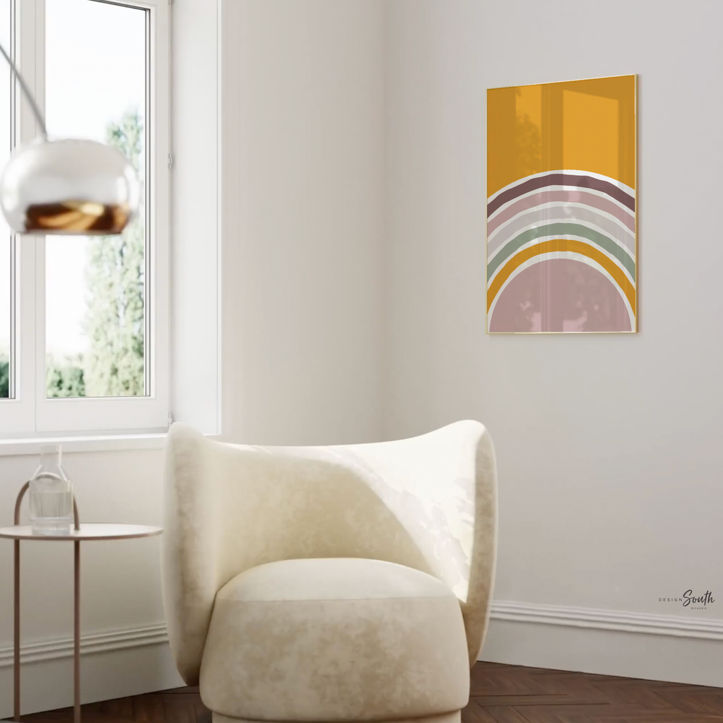 Sunshine nursery wall art, hello sunshine sun rays clouds rainbow neutral colors, gender neutral baby room wall art, unisex themes room idea