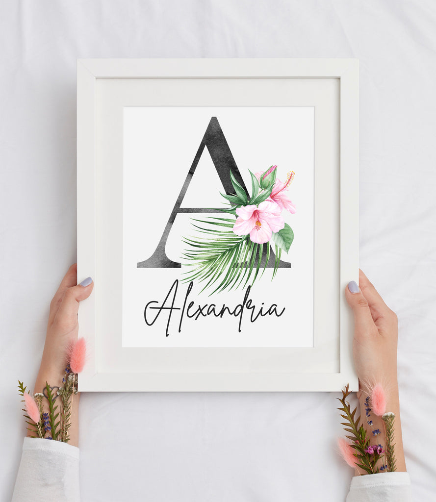 Girl pink wall nursery decor, flamingo tropical leaves nursery art, jungle theme botanical baby girl wall, coastal nursery decor, pink tropical decor