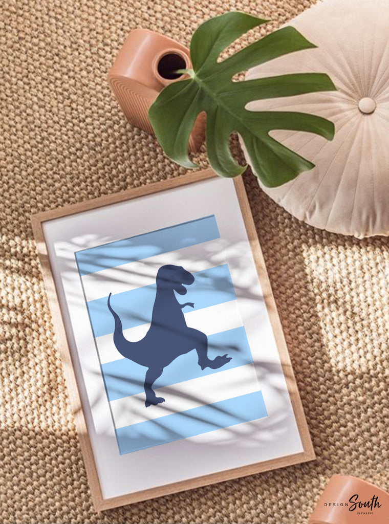 Blue dinosaurs, boys dinosaurs blue gray, dinosaur personalized, dinosaur customized bedroom wall art blue and gray, boys bedroom wall decor