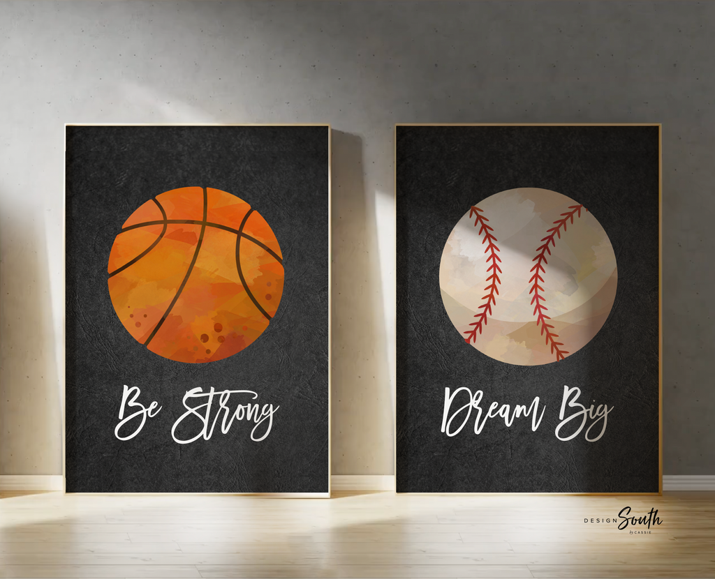 Sports collection art set of 6, boys sports nursery wall art prints, boy sports theme, boy sports inspirational positivity prints bedroom