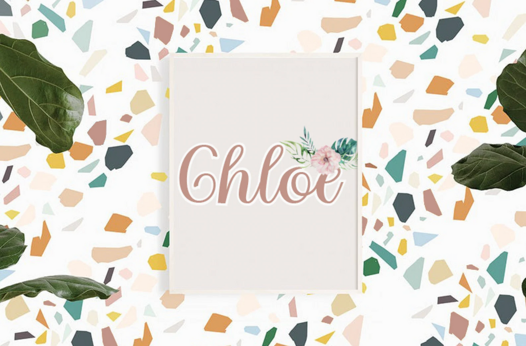 Girl's name gifts, tropical girl's name for room art, flamingo and elephant art print set, baby girl nursery neutral modern, tropical baby