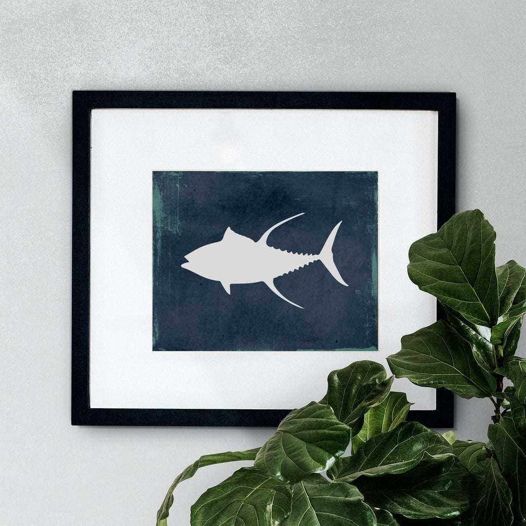 Nautical room decor, saltwater deep sea fish poster print set, fishing theme bedroom wall art, saltwater fish nursery, fish theme blue gray