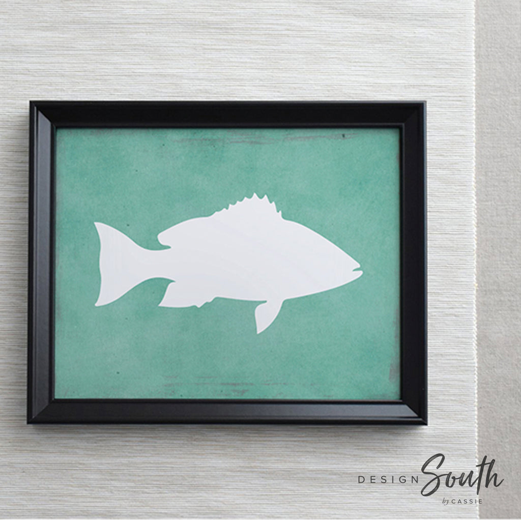 Nautical room decor, saltwater deep sea fish poster print set, fishing theme bedroom wall art, saltwater fish nursery, fish theme blue gray