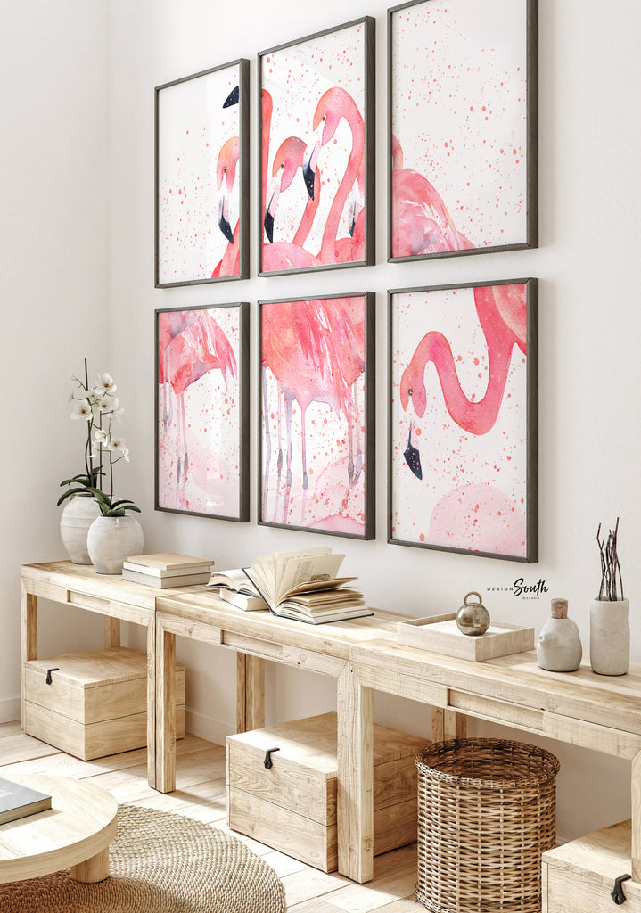 Pink flamingo wall art, little girl room art pink flamingos, pink flamingo nursery wall ideas, pink flamingo decor, wall art for girls room