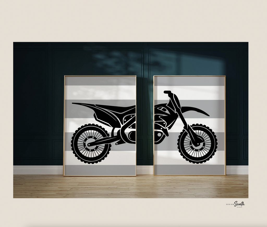 Boy's motocross, dirt bike themed sports kids birthday party gift, personalized boys name, orange and black dirt bike room decor motocross