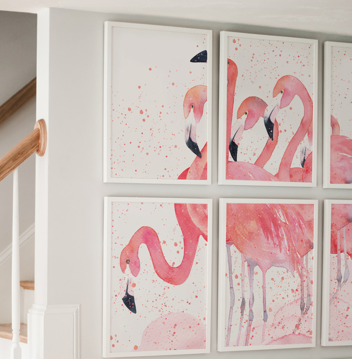 Pink flamingo wall art, little girl room art pink flamingos, pink flamingo nursery wall ideas, pink flamingo decor, wall art for girls room