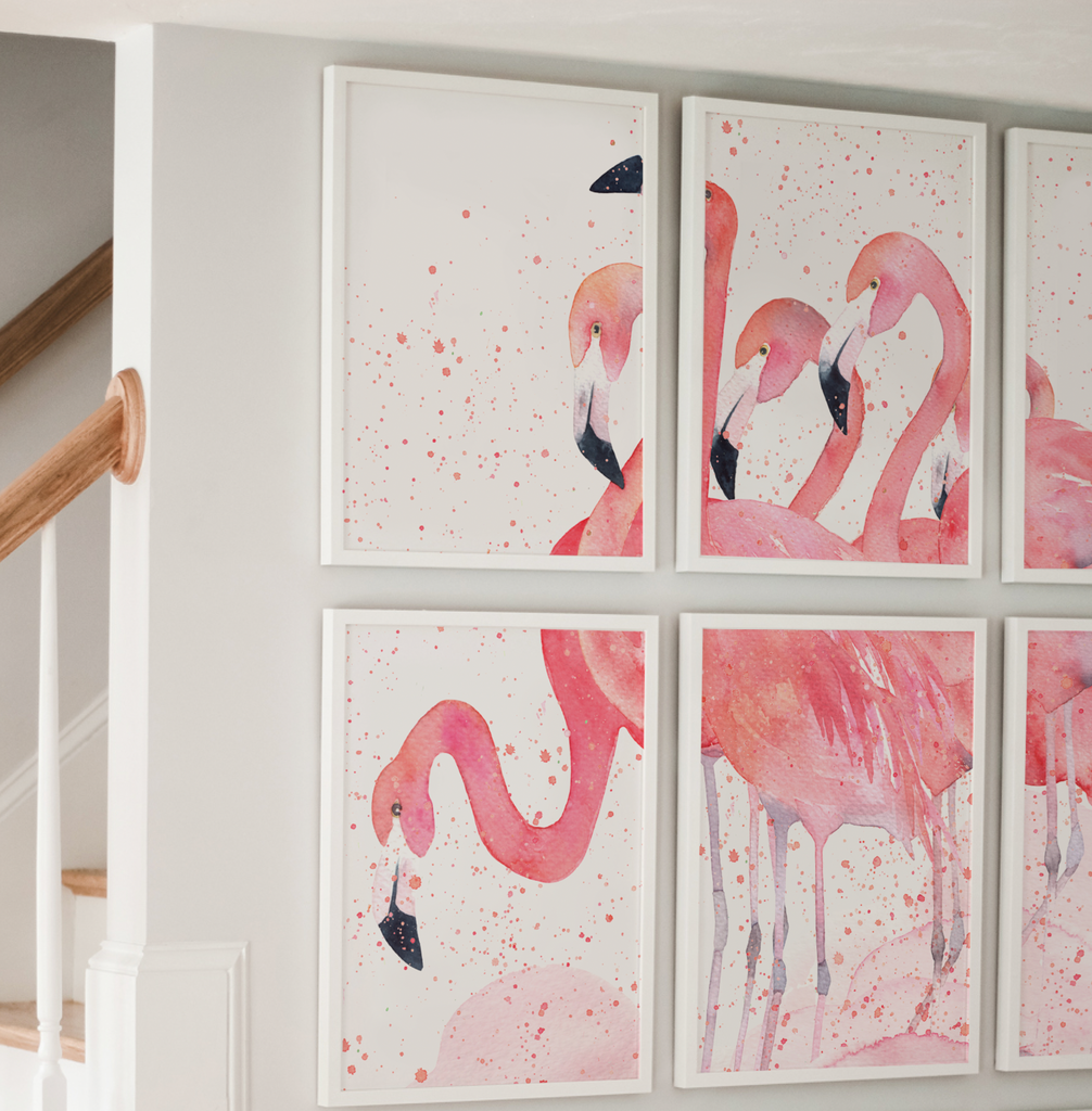Pink flamingo wall art, little girl room art pink flamingos, pink flamingo nursery wall ideas, pink flamingo decor, wall art for girls room
