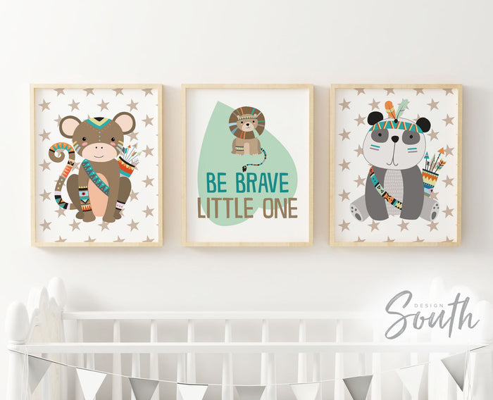 Zoo animal art, baby boy animal nursery, monkey art, animal wall art, monkey, lion, panda bear, zoo animal decor for nursery, baby boy decor