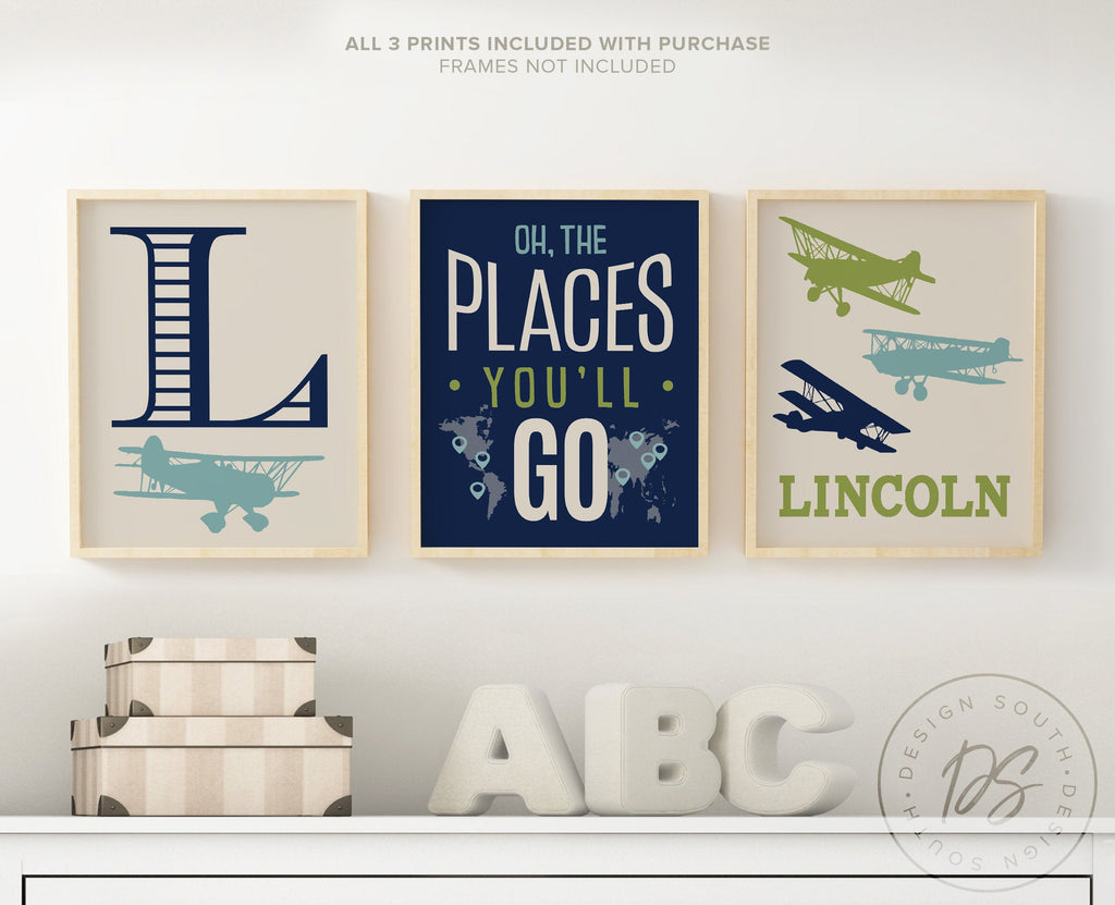 Transportation nursery, airplane bedroom, flight transportation theme, airplanes, airplane nursery decor, airplane nursery art, bedroom art – unframed wall art print for kids room or nursery.